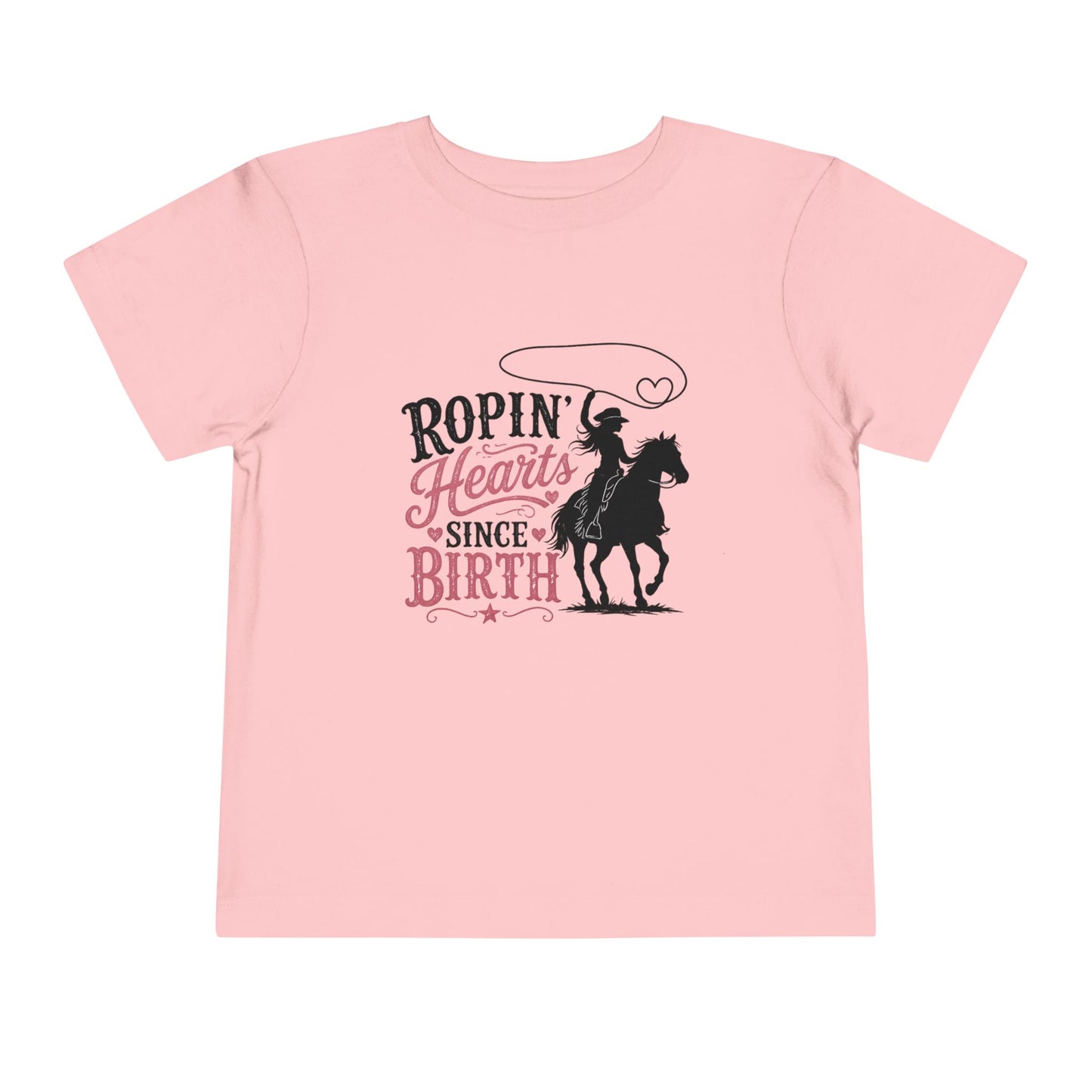 Toddler Tee — "Ropin' Hearts Since Birth" Cowboy Horse Graphic T-Shirt