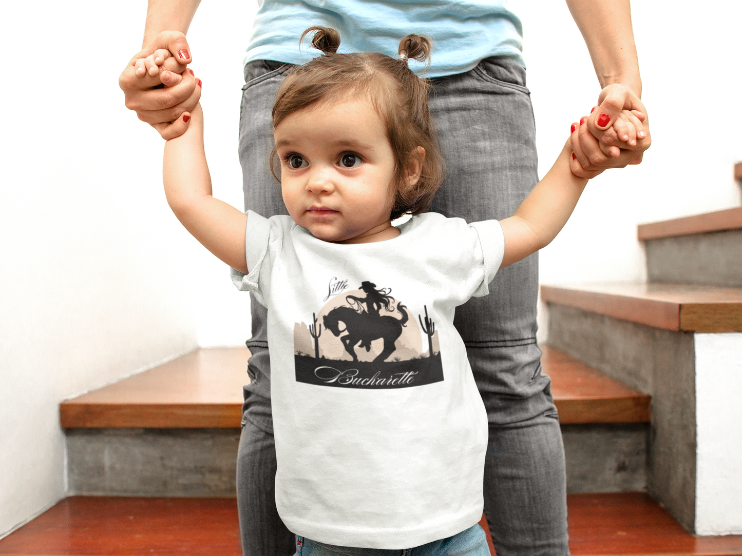 Toddler Tee -  Cowgirl Riding Horse Shirt Little Buckarette T-Shrit