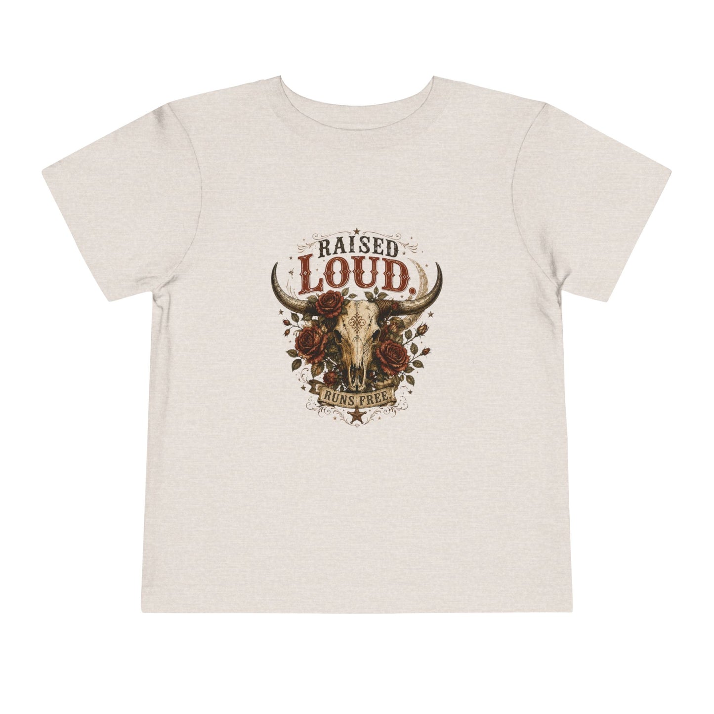 Toddler Tee - "Raised Loud & Cowgirl" Western Skull Floral Graphic T-Shirt