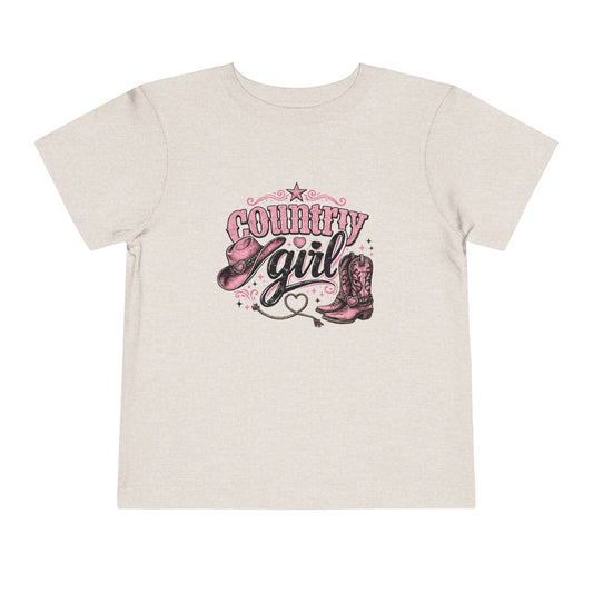Country Girl Toddler Tee — Pink Cowboy Hat & Boots Kids Shirt