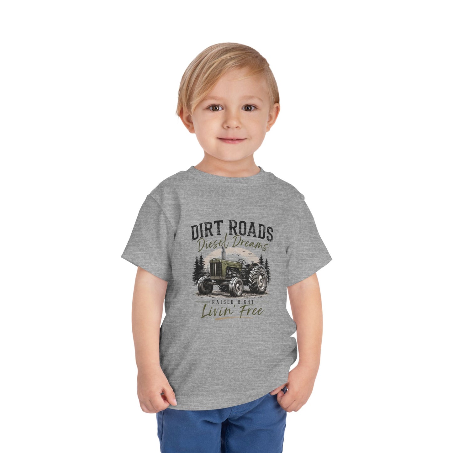 Toddler Tee — "Dirt Roads Diesel Dreams" Farm Kids Tractor T-Shirt