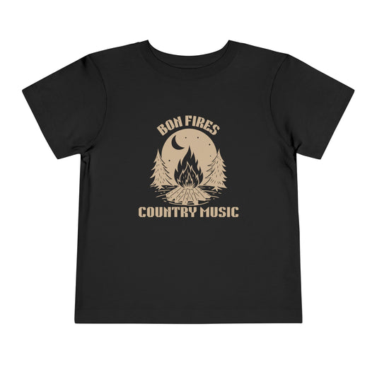 Toddler Tee - Bonfires & Country Music Campfire Graphic